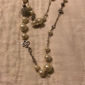 Stella & Dot 2-strand pearl & rhinestone necklace